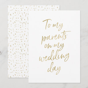 Convite Dourado "Aos meus pais no dia do meu casamento"