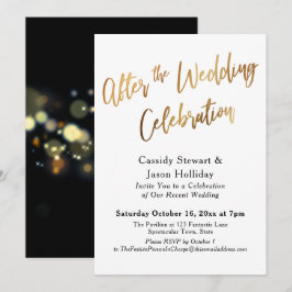 Convite Dourado Após a Celebração de Casamento, Bokeh Pret