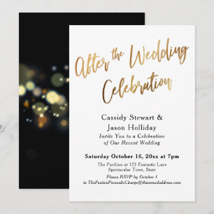 Convite Dourado Após a Celebração de Casamento, Bokeh Pret