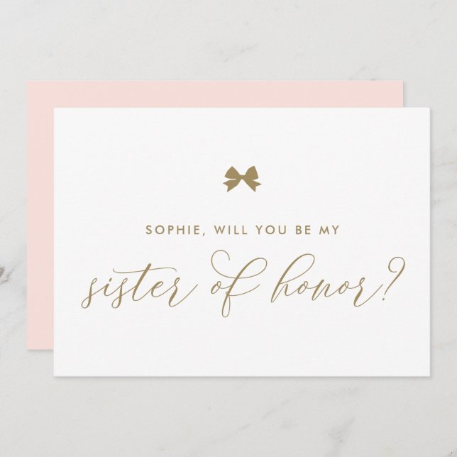 Convite Dourado Arco Parisiense Você Será Minha Irmã De Ho (Frente/Verso)