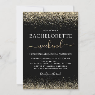 Convite Dourado Bachelorette Weekend Modern Glitter Party