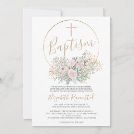 Convite Dourado batismo cor-de-água verde-cor-de-rosa-rosa