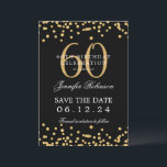 Convite Dourado Black 60th Birthday Salvar a Data Confetti<br><div class="desc">Design de "60ª Festa de aniversário" elegante com faux glitter confetti e texto detalhado. Fácil de usar e fácil de personalizar. Faça o pedido hoje!</div>
