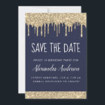 Convite Dourado Blue Sparkle Glitter Sweet 16 Salve a data<br><div class="desc">Marinho Azul e Dourado Espelho Espalhando Brilhante Doce Dezesseis a Festa de aniversário de 16 Meninas Salvem o Convite para Data. Este convite é perfeito para a elegante e moderna Festa de aniversário Glitter Glitter 16,  que procura celebrar no estilo da moda.</div>