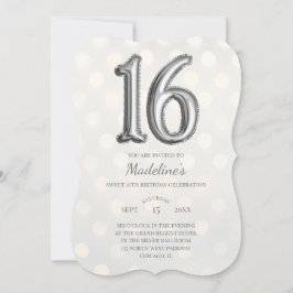Convite Dourado Bokeh e Silver Foil Sweet 16º Aniversário