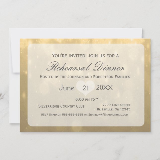 Convite Dourado Bokeh | Janto de ensaio (Frente)