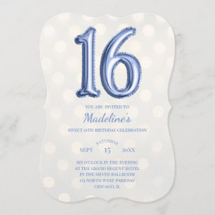 Convite Dourado Bokeh Periwinkle Faux Foil 16º aniversár