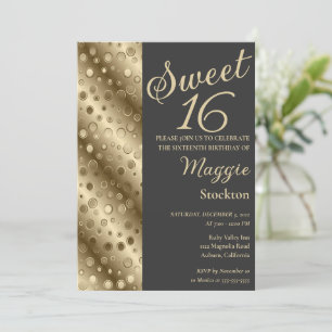 Convite Dourado Border Sweet 16