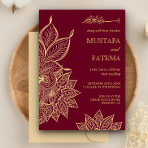 Dourado Borgonha Mehendi Henna Casamento Islâmico