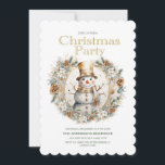 Convite Dourado Branca Snowman Greenery Festa de Natal<br><div class="desc">Convite de festas de Natal com a pintura de um boneco de ouro e neve branco emoldurado por cones de pínus, flores brancas e verde. Personalize com suas informações de partido. Entre em contato comigo para obter assistência com suas personalizações ou para solicitar outros produtos Zazzle correspondentes ou coordenadores para...</div>