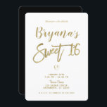 Convite Dourado branco e preto Mínimo de Chic Sweet 16<br><div class="desc">Personalizar para qualquer evento</div>