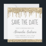 Convite Dourado brilho branco doce 16 Salvar a data<br><div class="desc">Dourada de luxo e branquela esplêndida,  brilhando,  doce 16 a 16 Festas de aniversário da garota,  salvem o convite para encontros. Este convite é perfeito para a Festa de aniversário Sparkle Glitter Sweet 16ª,  que procura celebrar na Rosa Rosa Rosa Rosa Rosa Dourada.</div>