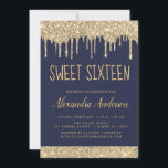 Convite Dourado brilho brilhante Doce Dezesseis Aniversári<br><div class="desc">Convite de aniversário Glitter Doce 16 Azul,  Dourado e Marinho Este é o perfeito 16 anos de Aniversário convite para uma Festa de aniversário de Rapariga Moderna. Entre em contato com o designer para encontrar itens personalizados correspondentes.</div>