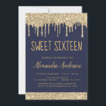 Convite Dourado brilho brilhante Doce Dezesseis Aniversári<br><div class="desc">Convite de aniversário Glitter Doce 16 Azul,  Dourado e Marinho Este é o perfeito 16 anos de Aniversário convite para uma Festa de aniversário de Rapariga Moderna. Entre em contato com o designer para encontrar itens personalizados correspondentes.</div>