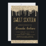 Convite Dourado brilho brilhante Doce Dezesseis Aniversári<br><div class="desc">Dourado e Preto Coletor Brilhante Brilhante Doce 16 Convite de aniversário. Este é o perfeito 16 anos de Aniversário convite para uma Festa de aniversário de Rapariga Moderna. Entre em contato com o designer para encontrar itens personalizados correspondentes.</div>