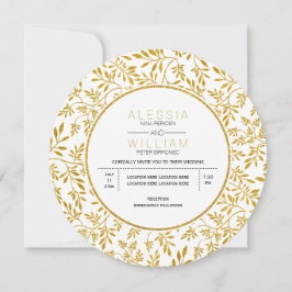 Convite Dourado brilho deixa padrão casamento moderno