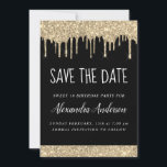 Convite Dourado brilho preto brilhante 16 doce Salvar a da<br><div class="desc">Black and Dourado Sparkle Drips Glitter Sweet 16 - 16 Festa de aniversário da garota Salve o Convite para Data. Este convite é perfeito para a elegante e moderna Festa de aniversário Glitter Glitter 16,  que procura celebrar no estilo da moda.</div>