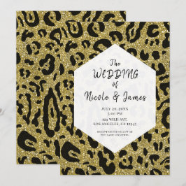 Convite Dourado Brilho Preto Guepardo Leopardo Chic Casame
