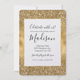 Convite Dourado brilho Sparkle