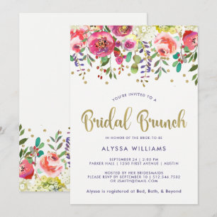 Convite Dourado   Brunch Bridal Modern de Watercolor