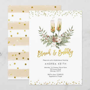 Convite Dourado Brunch de Natal e Chá de panela de Borrac