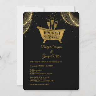 Convite Dourado Brunch e Casamento de Borracha Negra