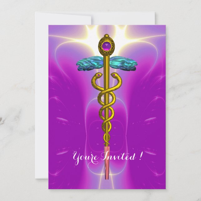 Convite DOURADO CADUCEUS, Formatação Médica (Frente)