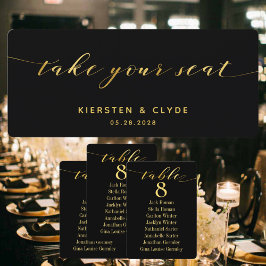 Convite Dourado Casamento Caligráfico Leve seu assento