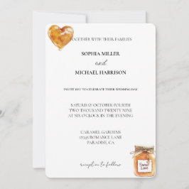 Convite Dourado Casamento Caramelo Branco Doce Amor Coraçã