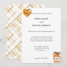 Convite Dourado Casamento Caramelo Branco Doce Amor Coraçã