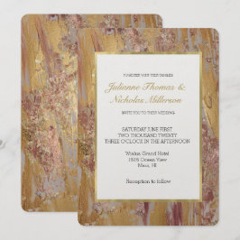 Convite Dourado Casamento de Glam Abstrato