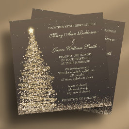 Convite Dourado Casamento de Natal Elegante