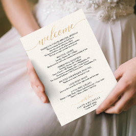 Convite Dourado Casamento de Script - Boas-vindas