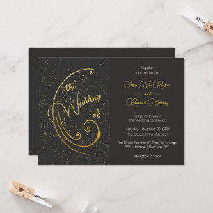 Convite Dourado Casamento de Speckle