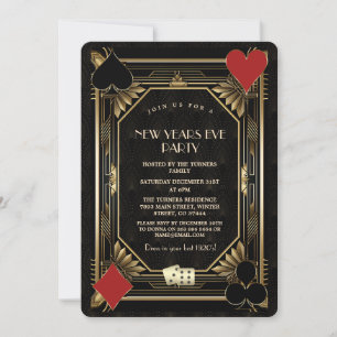 Convite Dourado Casino Negro Vegas Gatsby Ano Novo