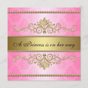 Convite Dourado Chá de fraldas Pink Patterne