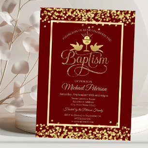 Convite Dourado Chalice Confetti Vermelho