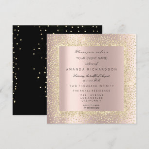 Convite Dourado Champanha Preto Confete Sépia Brilho Rosa