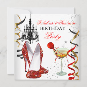 Convite DOURADO Chandelier White Champagne Partido 2