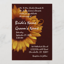 Convite Dourado Chocolate Sunflower Wedium Metálico