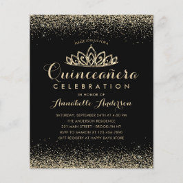 Convite Dourado Clássico de Orçamento Quinceañera