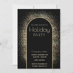 Convite Dourado confete minimalista do partido Holiday