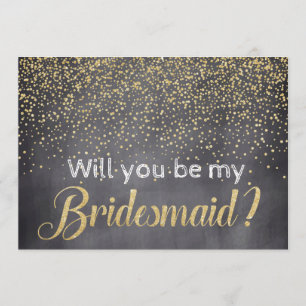 Convite Dourado Confetti Chalkboard Você será a minha madr