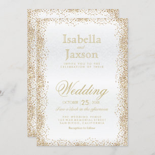 Convite Dourado Confetti e Branco