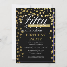 Convite Dourado Confetti Negro Cinquenta e Fabuloso Aniver