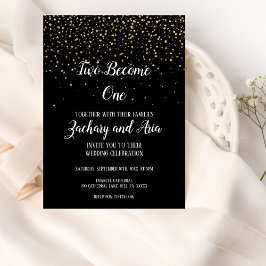 Convite Dourado Confetti no Black Two Torna-se Um Casament