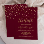 Convite Dourado Confetti no Partido aniversário de 30 anos<br><div class="desc">Este design moderno apresenta um confete triangular dourado falso sobre um fundo vermelho burgundy. A palavra "trigésimo" aparece em letras elegantes de ouro. Personalize o convite com o nome da fonte de letra de escrita manual em ouro, juntamente com a data, local e outros detalhes no tipo de serifa dourada....</div>