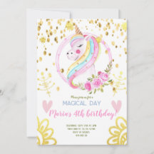 Dourado Confetti Rainbow Unicorn face Aniversário