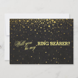 Convite Dourado Confetti Ring Bearer para Casament
