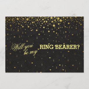 Convite Dourado Confetti Ring Bearer para Casament